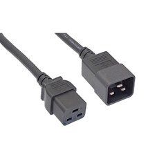 Heavy Duty Server Power Extension Cord, Black, C20(Left Angle) to C19, 12AWG/3C, 20 Amp, 10 foot