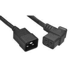 Heavy Duty Server Power Extension Cord, Black, C20 to C19(Left Angle), 12AWG/3C, 20 Amp, 6 foot