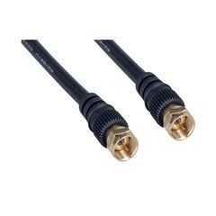 RG59 F-pin Coaxial Cable with Gold connectors, Black, F-pin Male, 50 foot