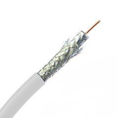 Dual Shielded Bulk RG6 Coaxial Cable, White, 18 AWG, Solid CCS Core, Spool, 1000 foot