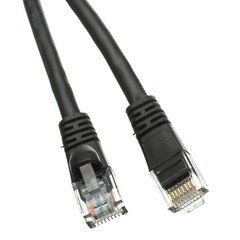 Cat5e Black Copper Ethernet Patch Cable, Snagless/Molded Boot, POE Compliant, 1.5 foot