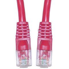 Cat5e Red Copper Ethernet Crossover Cable, Snagless/Molded Boot, 25 foot