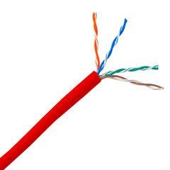 Riser Rated Cat5e Red Ethernet Cable, Solid, UTP (Unshielded Twisted Pair), POE Compliant, CMR, Pullbox, 1000 foot