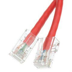 Cat5e Red Copper Ethernet Patch Cable, Bootless, POE Compliant, 3 foot