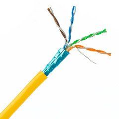 Plenum Cat6 Bulk Cable, Yellow, Solid, Shielded, CMP, 23 AWG, Spool, 1000 foot