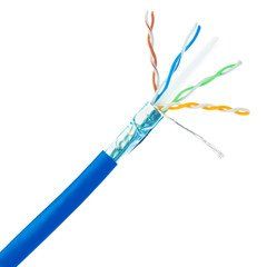 Shielded Cat6 Ethernet Cable, Solid 23 AWG Copper, POE Compliant, Blue, Spool, 1000 foot