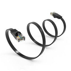 Cat6 Black Flat Ethernet Patch Cable, 32 AWG, 20 foot