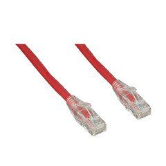 Cat6 Red Copper Ethernet Patch Cable, Clear Finger Boot, POE Compliant, 15 feet