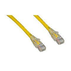 Cat6 Yellow Copper Ethernet Patch Cable, Clear Finger Boot, POE Compliant, 2 feet