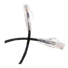 Slim Cat6a Black Copper Ethernet Cable, 10 Gigabit, Snagless/Molded Boot, 500 MHz, 1 foot
