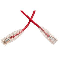 Slim Cat6a Red Copper Ethernet Cable, 10 Gigabit, Snagless/Molded Boot, 500 MHz, 7 foot