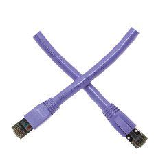 Cat8 Purple S/FTP Ethernet Patch Cable, Molded Boot, 40Gbps - 2000MHz, 4-Pair 24AWG Copper, RJ45 Male, 2 foot
