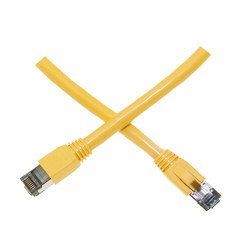 Cat8 Yellow S/FTP Ethernet Patch Cable, Molded Boot, 40Gbps - 2000MHz, 4-Pair 24AWG Copper, RJ45 Male, 25 foot