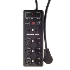 ComzonÃ‚Â® Surge Protector, Flat Rotating Plug, 6 Outlet, Black, Metal, Commercial Grade, 1 X3 MOV, EMI & RFI, Modem Protector, Power Cord 10 foot