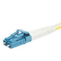 LC/UPC OS2 Duplex 2.0mm Fiber Optic Patch Cord, OFNR, Singlemode 9/125, Yellow Jacket, Blue Connector, 30 meter (98.4 ft)