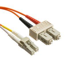 LC/UPC to SC/UPC OM2 Duplex 2.0mm Fiber Optic Patch Cord, OFNR, Multimode 50/125, Orange Jacket, Beige Connector, 5 meter (16.5 ft)