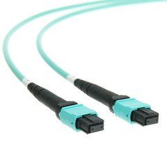 Plenum MTP Fiber Optic Cable, Type B, 12 Strand, 50/125 OM4, 40/100 Gbps, MTP Female, 9 meter (29.52 foot)