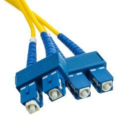 SC/UPC OS2 Duplex 2.0mm Fiber Optic Patch Cord, OFNR, Singlemode 9/125, Yellow Jacket, Blue Connector, 7 meter (22.9 ft)