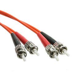 ST/UPC OM1 Duplex 2.0mm Fiber Optic Patch Cord, OFNR, Multimode 62.5/125, Orange Jacket, Red/Black Boot, 3 meter (10 ft)