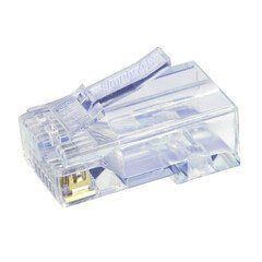 Simply45 Cat5e RJ45 Crimp Connectors, Solid 24AWG/Stranded 28-26AWG, Blue Tint, Jar 100 pieces