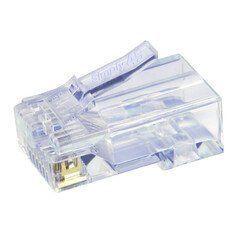 Simply45 Cat5e Pass Through RJ45 Crimp Connectors, Solid 24AWG/Stranded 28-26AWG, Blue Tint, Clamshell 50 pieces