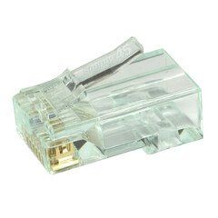 Simply45 Cat6 Pass Through RJ45 Crimp Connectors, Solid 23AWG/Stranded 26-24AWG, Green Tint, Jar 100 pieces