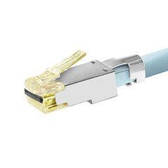 Simply45 ProSeries Shielded Cat6a Pass Through RJ45 Crimp Connectors, FPE, Yellow Tint, Hi/Lo Stagger, Cap45Ã¢Â„Â¢ & Bar45Ã¢Â„Â¢, Jar 50 pieces