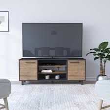 Tv Stand for TV?s up 55" Washington, Four Shelves, Black Wengue / Pine Finish
