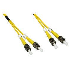 ST/UPC OS2 Duplex 2.0mm Fiber Optic Patch Cord, OFNR, Singlemode 9/125, Yellow Jacket, 1 meter (3.3 ft)