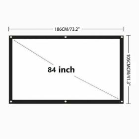 Portable Foldable Projector Screen 16:9 HD Outdoor Home Cinema Theater 3D Movie (Option: 84 in)