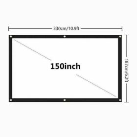 Portable Foldable Projector Screen 16:9 HD Outdoor Home Cinema Theater 3D Movie (Option: 150 in)