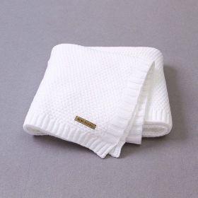 Kids Logo Patched Design Solid Color Knittted Warm Blanket (Size/Age: Average Size (0-12Y), Color: Beige)