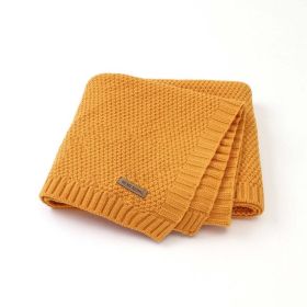 Kids Logo Patched Design Solid Color Knittted Warm Blanket (Size/Age: Average Size (0-12Y), Color: yellow)