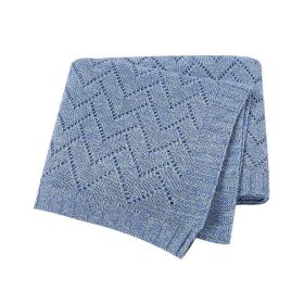 Kids Hollow Carved Graphic Solid Color Knitted Blanket (Size/Age: Average Size (0-12Y), Color: Blue)