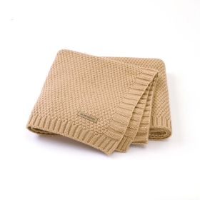 Kids Logo Patched Design Solid Color Knittted Warm Blanket (Size/Age: Average Size (0-12Y), Color: Brown)