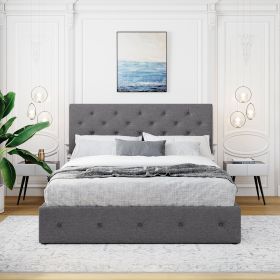 Queen size Upholstered Platform bed with a Hydraulic Storage System (Color: gray)