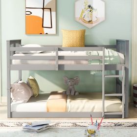 Full Over Full Bunk Bed with Ladder (Color: gray)