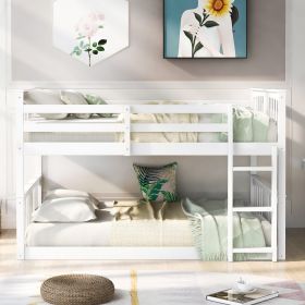 Full Over Full Bunk Bed with Ladder (Color: White)
