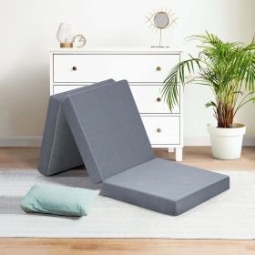 4'' Adult Tri-Fold Memory Foam Mattress, Blue, Narrow Twin (Color: gray)