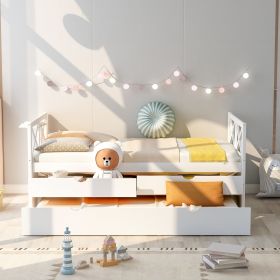 Multi-Functional Daybed with Drawers and Trundle (Color: White)