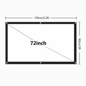 Portable Foldable Projector Screen 16:9 HD Outdoor Home Cinema Theater 3D Movie (Option: 72 in)