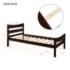 Twin Size Wood Platform Bed with Headboard and Wooden Slat Support