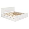 King Size Wooden Platform Bed with Four Storage Drawers and Support Legs