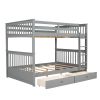 Full-Over-Full Bunk Bed with Ladders and Two Storage Drawers