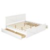 King Size Wooden Platform Bed with Four Storage Drawers and Support Legs