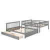 Full-Over-Full Bunk Bed with Ladders and Two Storage Drawers