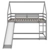 Twin over Twin Low Bunk Bed, House Bed with Ladder , White