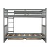 Twin-Over-Twin Bunk Bed with Ladders and Two Storage