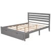 Queen Size Platform Bed with Drawers, Gray