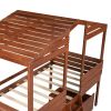 Twin Size Low Loft Wood House Bed with Two Drawers